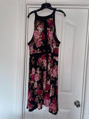Torrid studio knit floral halter skater dress with pockets Sz 4x